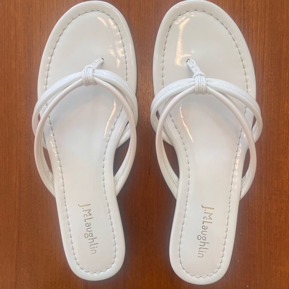 J. McLaughlin White Caitlin Slide Sandals